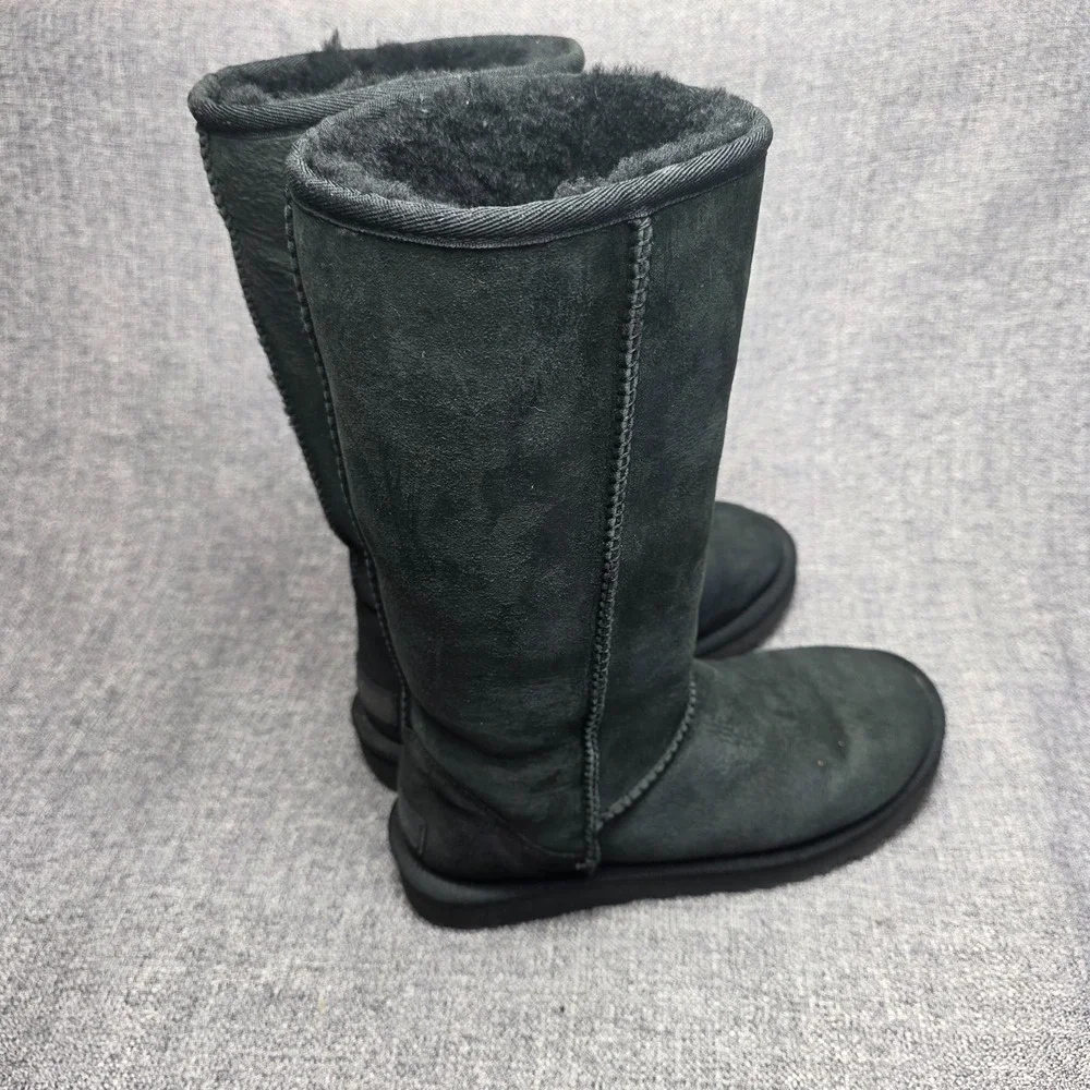 UGG Classic Tall II Shearling Knee High Boots Black Suede Women's Size 7